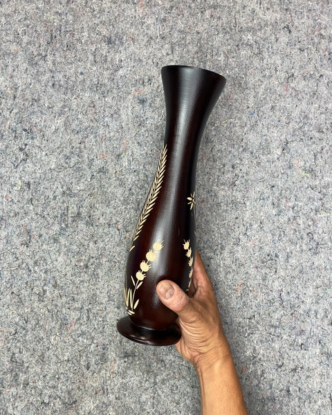 Sexy Dark Wood Vase with Wheat Design