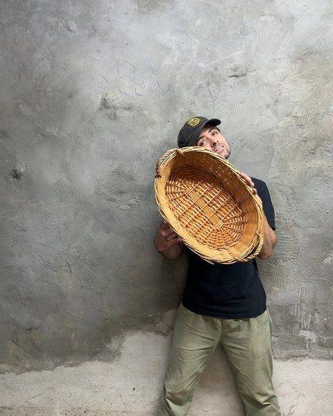 Woven Oval Basket with Handles, L20"