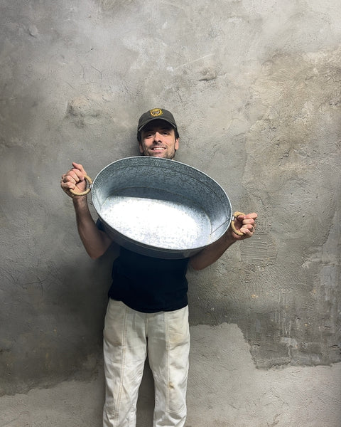 Galvanized Metal Oval Tub with Rope Handles, L21"