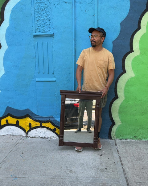 Brown Wood Framed Mirror, W22xH30"
