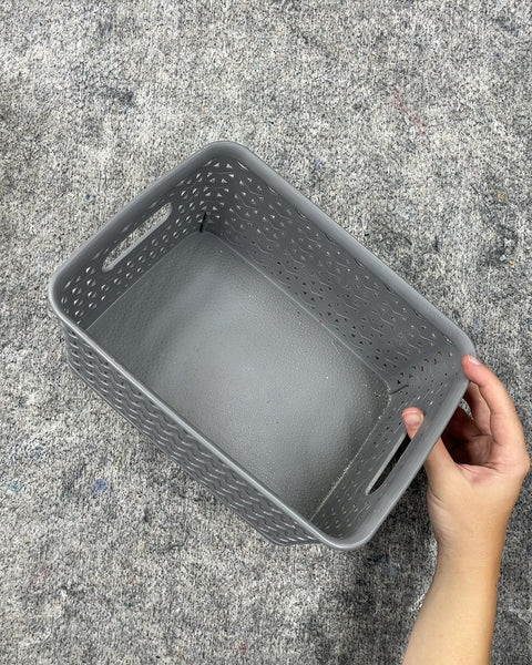 Gray Plastic Storage Basket