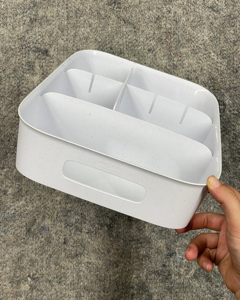 White Plastic Divided Storage Bin, 11 x 10 in