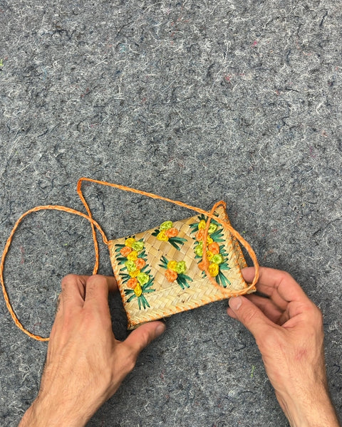 Lil' Woven Straw Floral Crossbody Bag