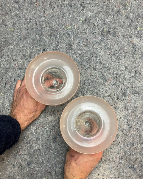 Two Pink Rimmed Sexy Margarita Glasses