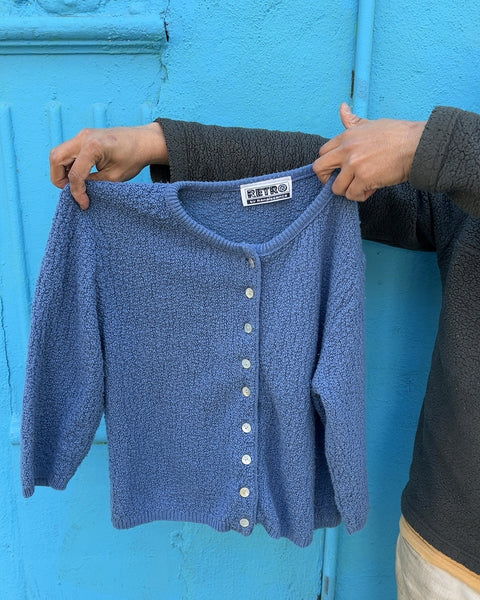 Retro Blue Cardigan, Size Women L