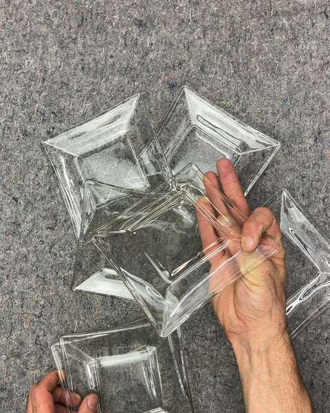 7 Clear Glass Square Plates, 6x6"