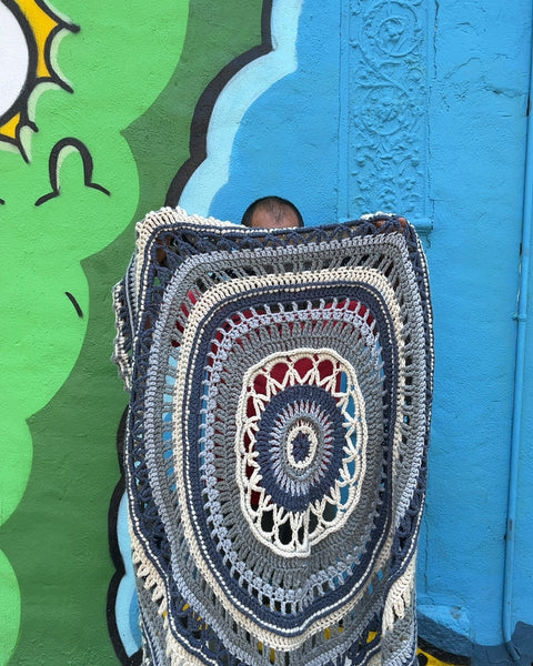 Handmade Crocheted Blanket, W50"