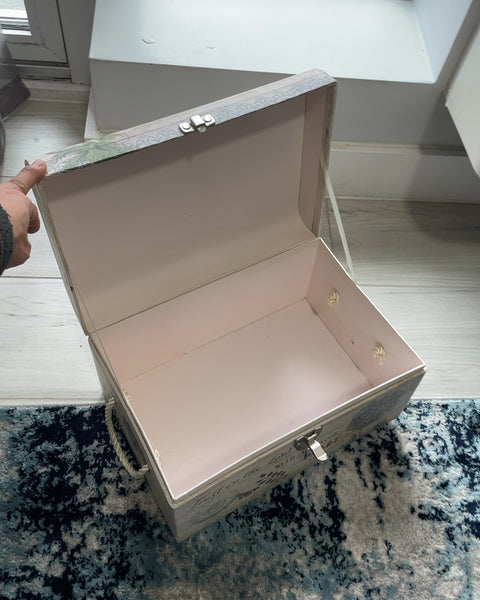Decorated Wooden Storage Box, 14x1x7.5”