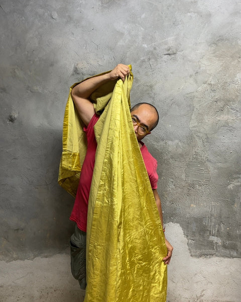 West Elm Gold Cotton & Viscose Curtain, 48x96"
