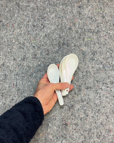 White Ceramic Spoons For Your Miso Soup