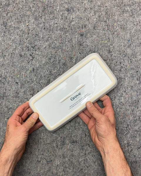 Grove White Ceramic Rectangular Bathroom Tray