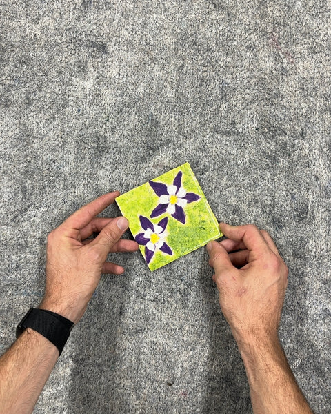 Hand Painted Floral Ceramic Tile