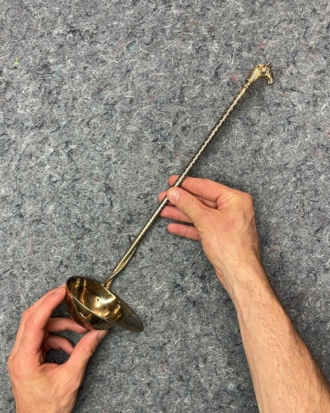 Vintage Horse Riding Themed Brass Punch Ladle