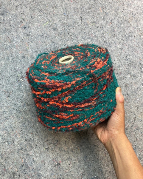 Huge Spool of Green and Orange Yarn