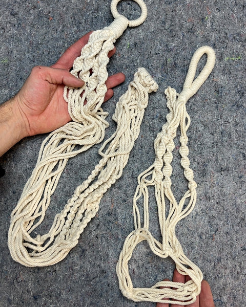 Two Macrame Plant Hangers, A Shorter & A Longer One