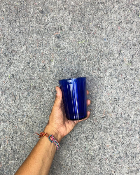 IKEA Vardagen Cobalt Blue Ribbed Tumbler