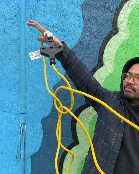 Longass Yellow Extension Cord with Triple Outlet