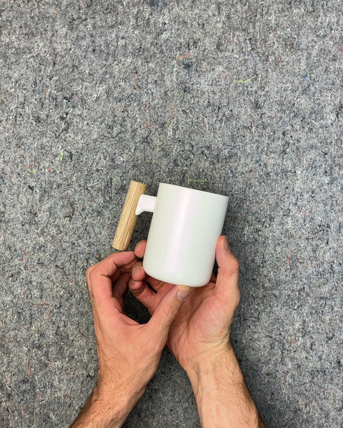 White Coffee Mug with Wooden Handle