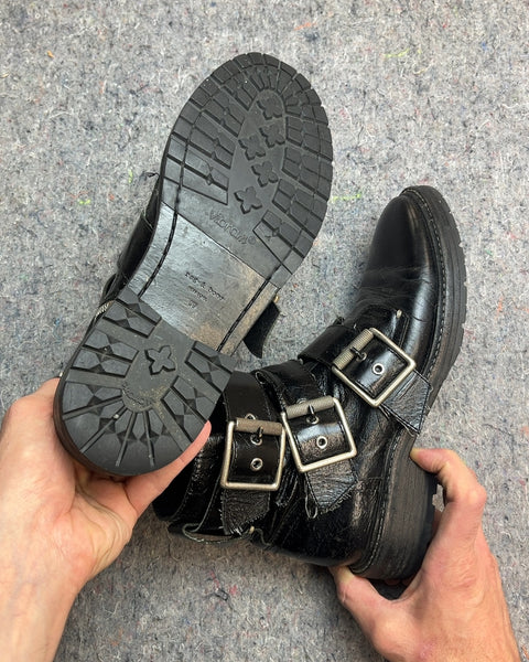 Rag & Bone Black Leather Buckle Boots, Size EU 39