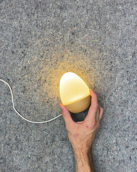 Egg Shaped Wood Base Dimmable USB Lamp