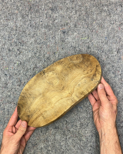 Heavy Wooden Oval Serving Tray / Cutting Board, L12"