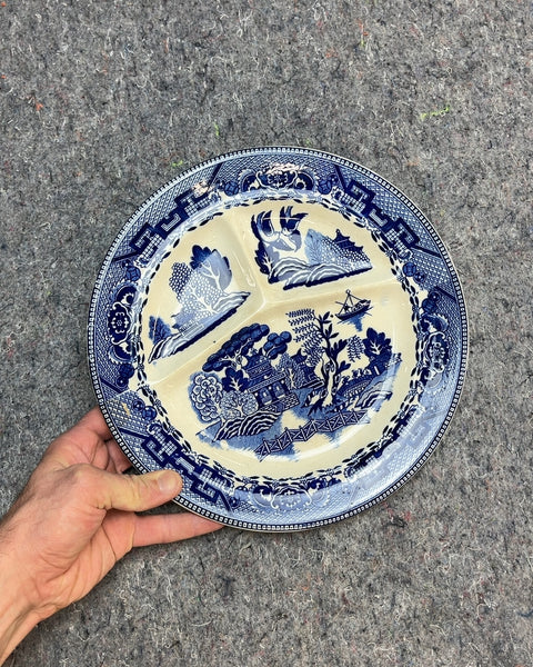 Blue Willow Divided Serving Plate Made In Japan