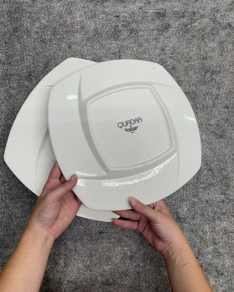 Syracuse China Quadra Square Plates, Set of 4