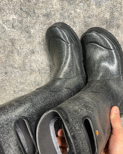 Bogs Black Glitter Rain Boots, Size US 6 Youth Or EU 39