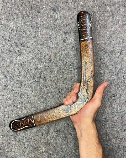 Wooden Boomerang with Animal Art