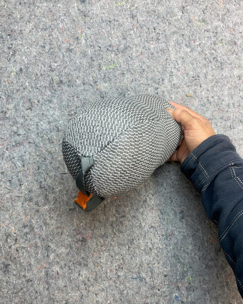 Gray Mesh Travel Pillow with Orange Buckle