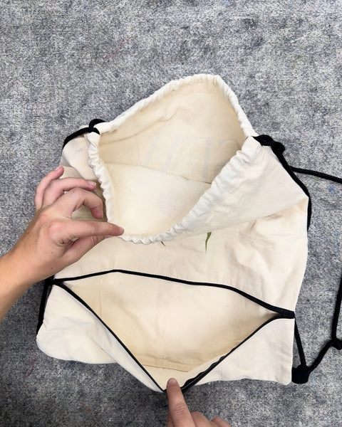 Cotton Canvas Drawstring Backpack with Zipper Pocket