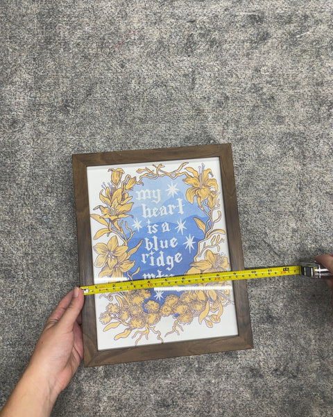 Framed "My Heart Is a Blue Ridge Mtn" Art Print, 9.5 x 12 in