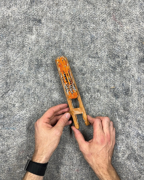 Orange Patterned Folding Hand Fan