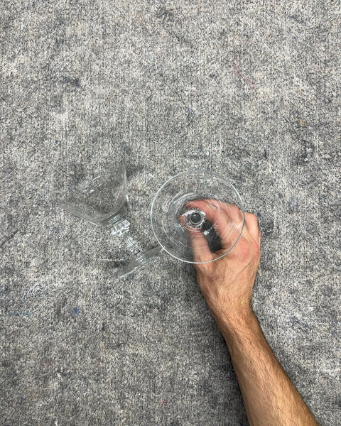 Two Clear Glass Fluted Stem Cocktail Coupes