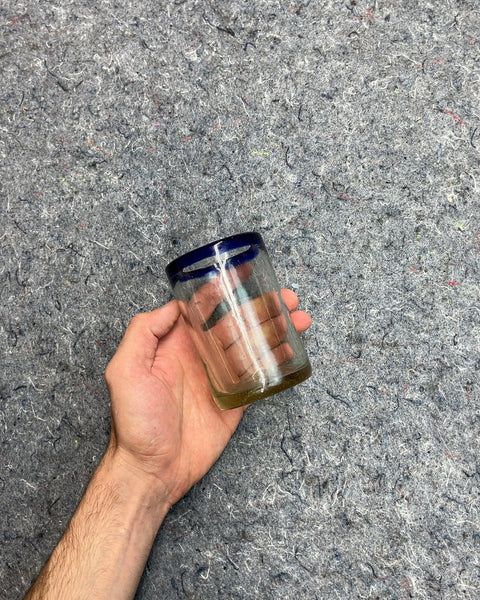 Very Pretty Glass Tumbler with Blue Rim