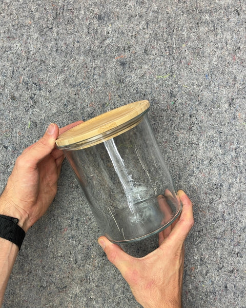 Big Glass Storage Jar with Wood Lid