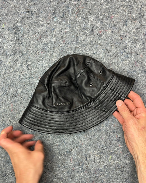 Coach Black Leather Bucket Hat