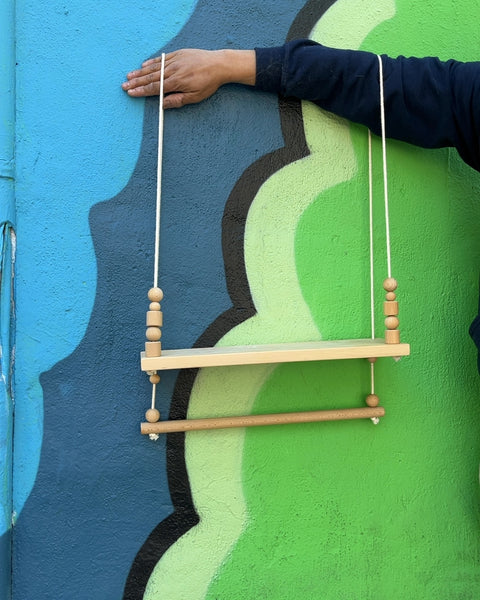Cute Wooden Hanging Shelf with Dowel Rod, W18"