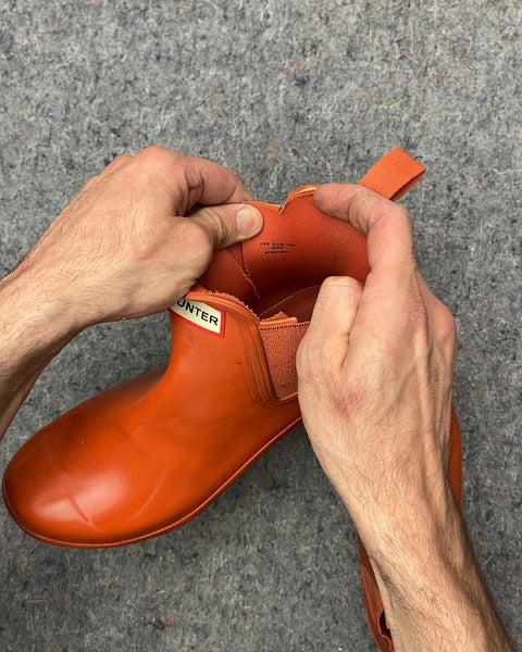 Hunter Orange Chelsea Rain Boots, Size EU 39