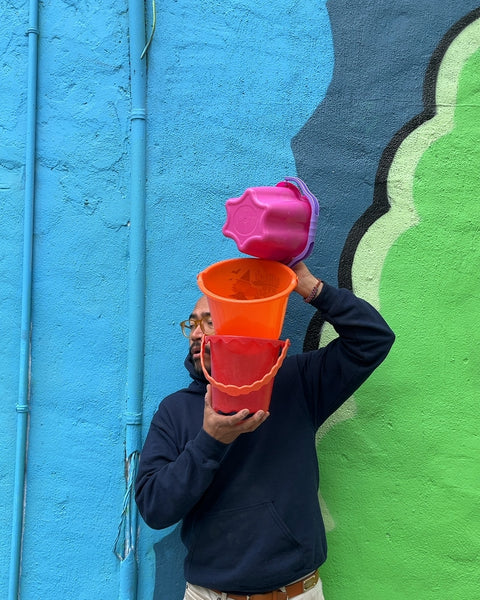 Stack of Three Plastic Sand Buckets