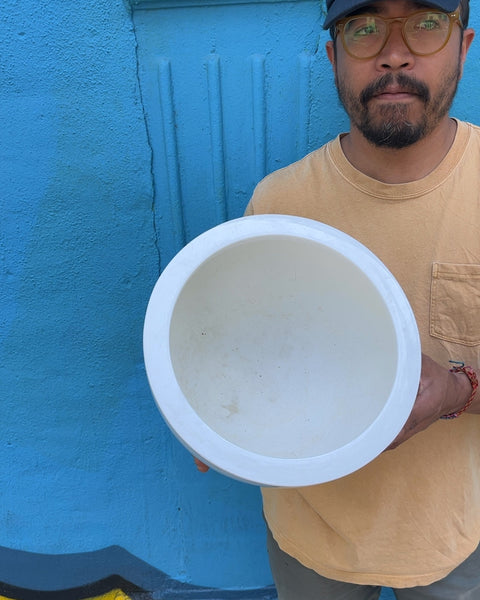 Pottery Pots Glossy White Planter Bowl, W11"