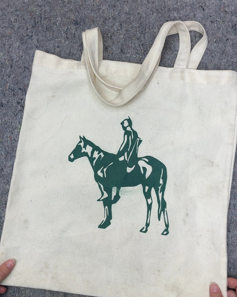 Canvas Tote Bag with Horse and Rider