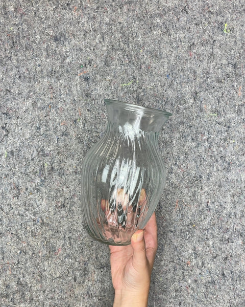 Clear Ribbed Glass Vase