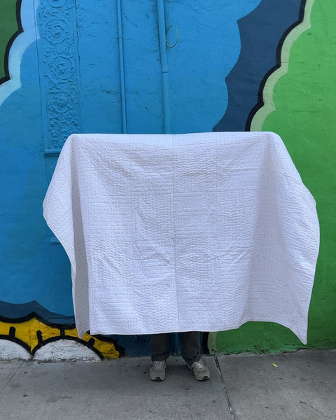 Pretty White Quilted Blanket, 80x80"