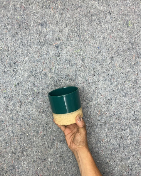 Green and Tan Ceramic Planter
