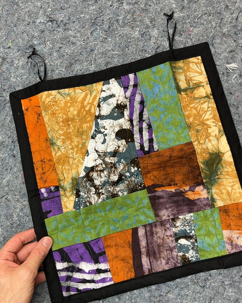Handmade Quilted Wall Hanging Two Sided, 15x15"