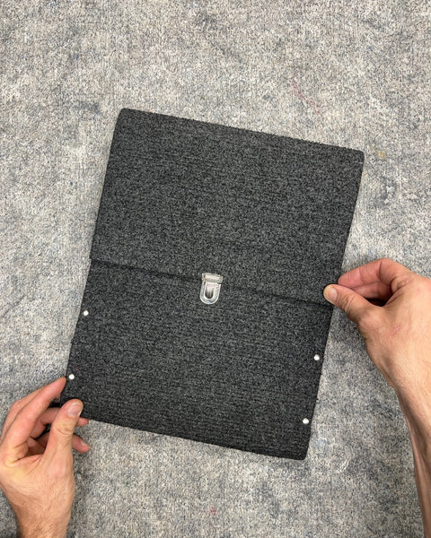 Charcoal Grey Felt Laptop Sleeve Case with Metal Clasp, 14"