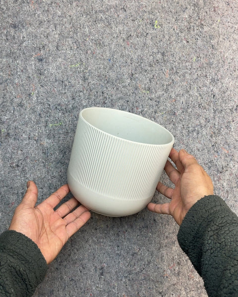 White Ribbed Planter, 7"