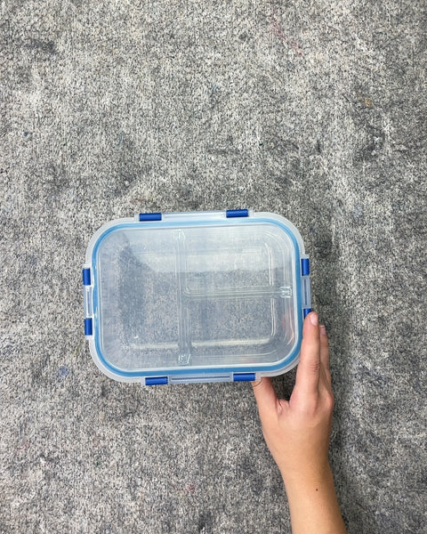 Another Clear Divided Lunch Container with Blue Lid