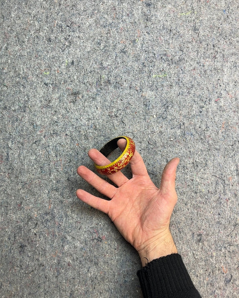 Red and Gold Patterned Bangle Bracelet